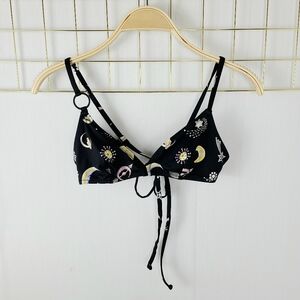 Morgan Lane Celestial Owl Moon Stars Triangle O-Ring Bikini Festival Top